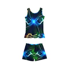 Colorful Neon Art Light Rays, Rainbow Colors Kids  Boyleg Swimsuit by picsaspassion