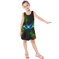 Colorful Neon Art Light Rays, Rainbow Colors Kids  Sleeveless Dress by picsaspassion