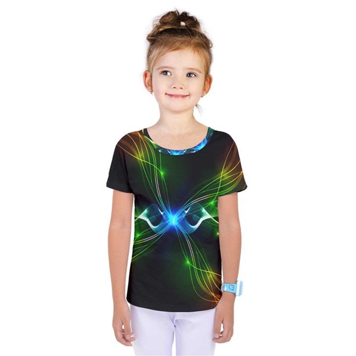 Colorful Neon Art Light rays, rainbow colors Kids  One Piece Tee