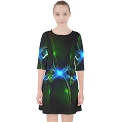 Colorful Neon Art Light Rays, Rainbow Colors Pocket Dress by picsaspassion