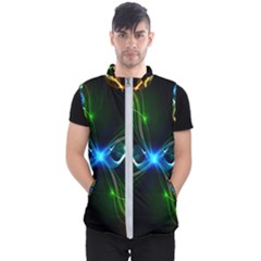 Colorful Neon Art Light Rays, Rainbow Colors Men s Puffer Vest