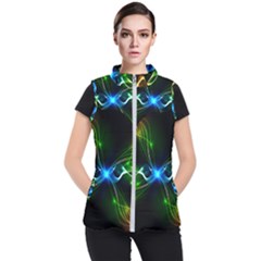 Colorful Neon Art Light Rays, Rainbow Colors Women s Puffer Vest