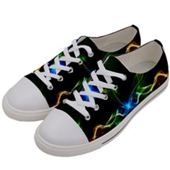 Colorful Neon Art Light Rays, Rainbow Colors Women s Low Top Canvas Sneakers by picsaspassion