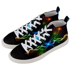 Colorful Neon Art Light Rays, Rainbow Colors Men s Mid-top Canvas Sneakers by picsaspassion