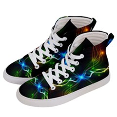 Colorful Neon Art Light Rays, Rainbow Colors Men s Hi-top Skate Sneakers by picsaspassion