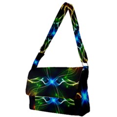 Colorful Neon Art Light Rays, Rainbow Colors Full Print Messenger Bag (s) by picsaspassion