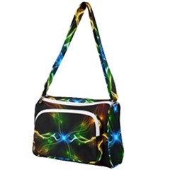 Colorful Neon Art Light Rays, Rainbow Colors Front Pocket Crossbody Bag by picsaspassion