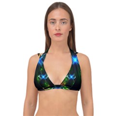 Colorful Neon Art Light Rays, Rainbow Colors Double Strap Halter Bikini Top by picsaspassion