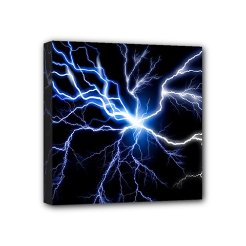 Blue Thunder Colorful Lightning Graphic Impression Mini Canvas 4  X 4  (stretched) by picsaspassion