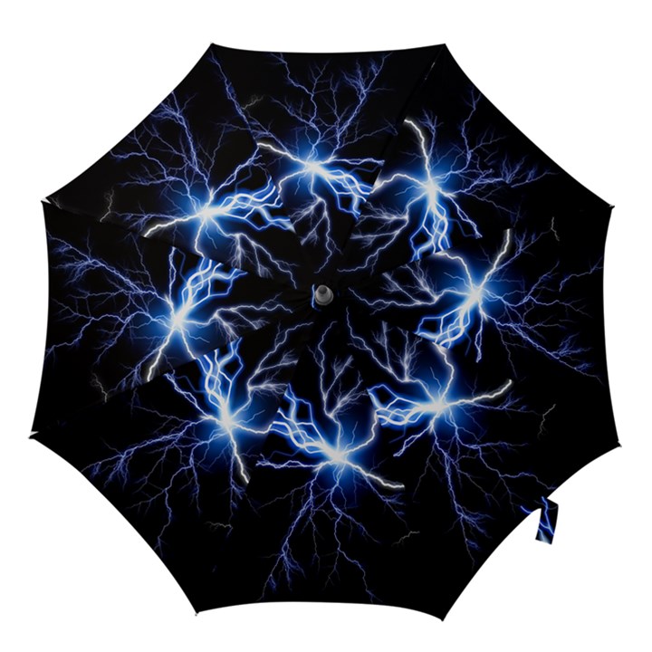 Blue Thunder Colorful Lightning graphic impression Hook Handle Umbrellas (Small)