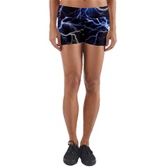 Blue Thunder Colorful Lightning Graphic Impression Yoga Shorts by picsaspassion