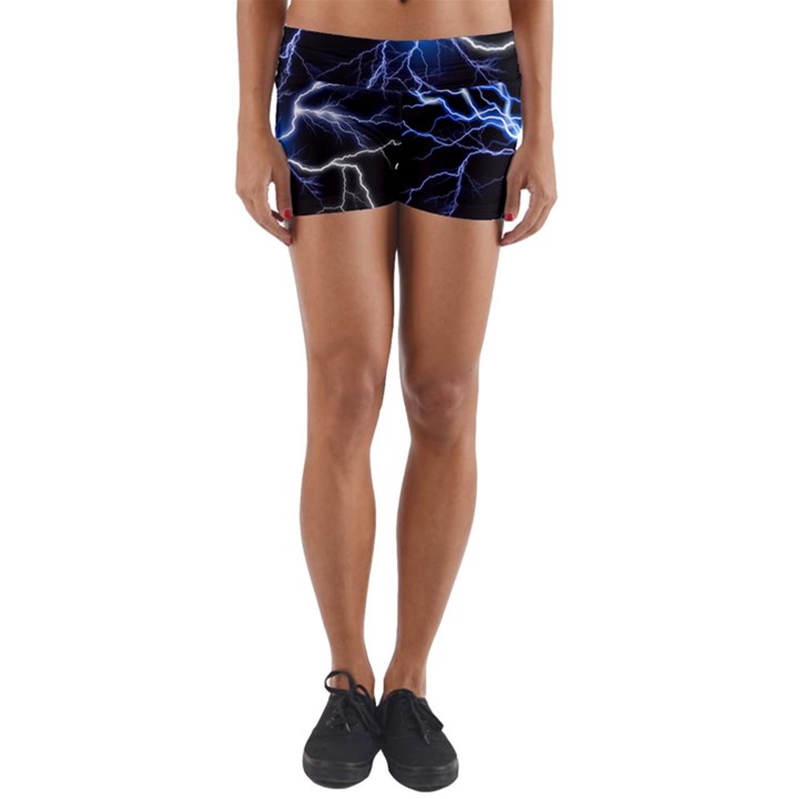 Blue Thunder Colorful Lightning graphic impression Yoga Shorts