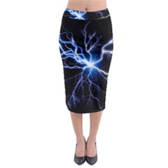 Blue Thunder Colorful Lightning Graphic Impression Midi Pencil Skirt by picsaspassion