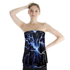 Blue Thunder Colorful Lightning Graphic Impression Strapless Top by picsaspassion