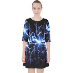 Blue Thunder Colorful Lightning Graphic Impression Pocket Dress by picsaspassion