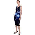 Blue Thunder Colorful Lightning graphic impression Sleeveless Pencil Dress View2