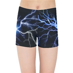 Blue Thunder Colorful Lightning Graphic Impression Kids  Sports Shorts by picsaspassion