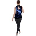 Blue Thunder Colorful Lightning graphic impression Mock Neck Chiffon Sleeveless Top View2