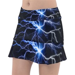 Blue Thunder Colorful Lightning Graphic Impression Tennis Skorts by picsaspassion