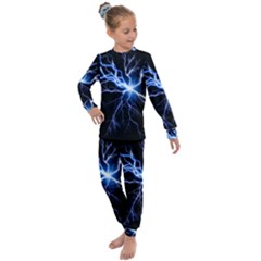 Blue Thunder Colorful Lightning Graphic Impression Kids  Long Sleeve Set  by picsaspassion