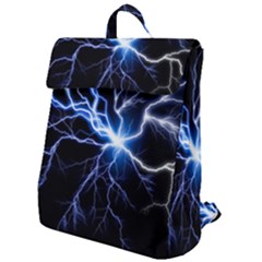 Blue Thunder Colorful Lightning Graphic Impression Flap Top Backpack by picsaspassion