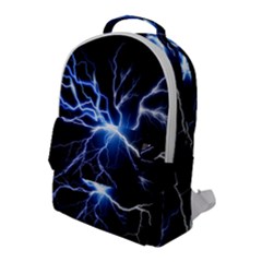 Blue Thunder Colorful Lightning Graphic Impression Flap Pocket Backpack (large) by picsaspassion