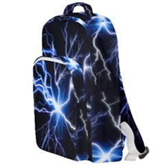 Blue Thunder Colorful Lightning Graphic Impression Double Compartment Backpack by picsaspassion