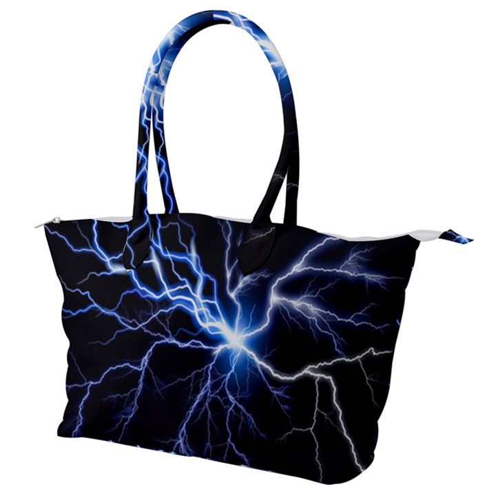 Blue Thunder Colorful Lightning graphic impression Canvas Shoulder Bag