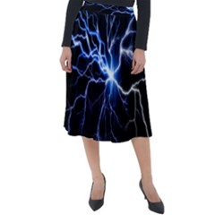 Blue Thunder Colorful Lightning Graphic Impression Classic Velour Midi Skirt  by picsaspassion