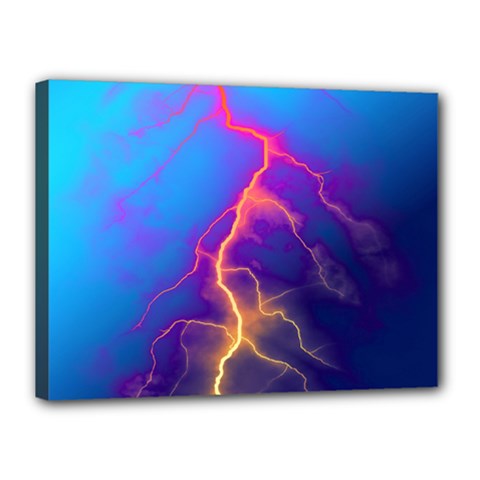 Blue Lightning Colorful Digital Art Canvas 16  X 12  (stretched) by picsaspassion