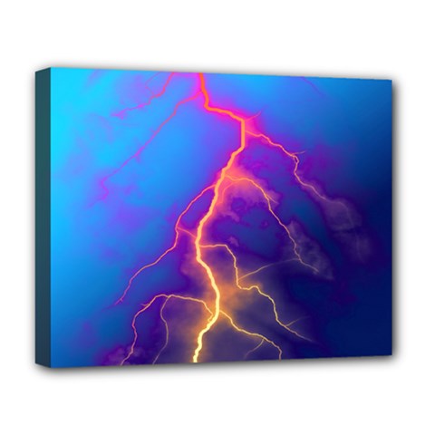 Blue Lightning Colorful Digital Art Deluxe Canvas 20  X 16  (stretched) by picsaspassion