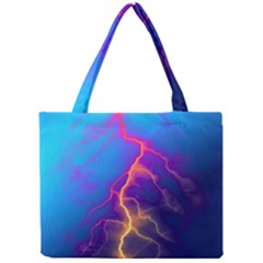 Blue Lightning Colorful Digital Art Mini Tote Bag by picsaspassion