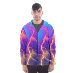 Blue Lightning Colorful Digital Art Men s Hooded Windbreaker