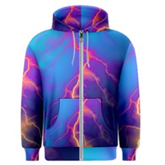 Blue Lightning Colorful Digital Art Men s Zipper Hoodie