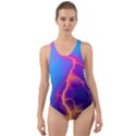 Blue Lightning colorful digital art Cut-Out Back One Piece Swimsuit View1