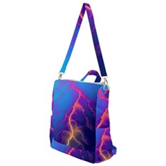 Blue Lightning Colorful Digital Art Crossbody Backpack by picsaspassion