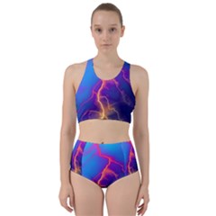 Blue Lightning Colorful Digital Art Racer Back Bikini Set