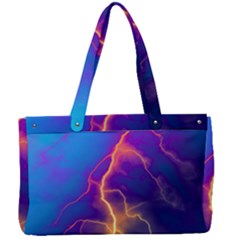 Blue Lightning Colorful Digital Art Canvas Work Bag by picsaspassion