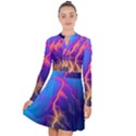 Blue Lightning colorful digital art Long Sleeve Panel Dress View1