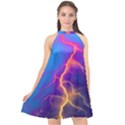 Blue Lightning colorful digital art Halter Neckline Chiffon Dress  View1