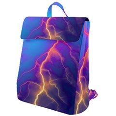 Blue Lightning Colorful Digital Art Flap Top Backpack by picsaspassion