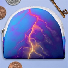 Blue Lightning Colorful Digital Art Horseshoe Style Canvas Pouch by picsaspassion