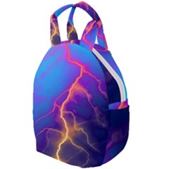 Blue Lightning Colorful Digital Art Travel Backpacks by picsaspassion