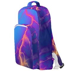 Blue Lightning Colorful Digital Art Double Compartment Backpack by picsaspassion