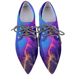 Blue Lightning Colorful Digital Art Women s Pointed Oxford Shoes by picsaspassion