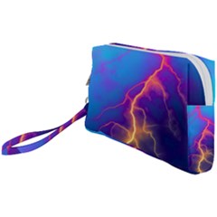 Blue Lightning Colorful Digital Art Wristlet Pouch Bag (small) by picsaspassion