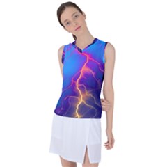 Blue Lightning Colorful Digital Art Women s Sleeveless Mesh Sports Top by picsaspassion