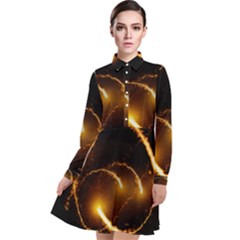 Flying Comets In The Cosmos Long Sleeve Chiffon Shirt Dress by picsaspassion