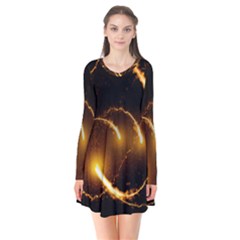 Flying Comets In The Cosmos Long Sleeve V-neck Flare Dress