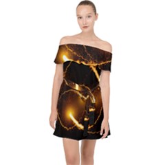 Flying Comets In The Cosmos Off Shoulder Chiffon Dress by picsaspassion